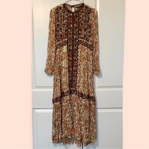 Zara Embroidered Floral Print Long Sleeve Dress